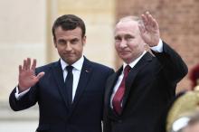 Vladimir Poutine et Emmanuel Macron à Versailles près de Paris le 29 mai 2017