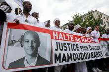 Capture d'écran d'une vidéo de l'AFPTV tournée à Rouen le 26 juillet 2019 lors de la marche blanche en hommage à Mamoudou Barry