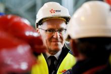 Le PDG d'EDF Jean-Bernard lors d'une visite sur le site de la centrale de Flamanville, le 2 février 2018
