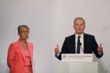 Le ministre de l'Environnement François de Rugy et la ministre des Transports Elisabeth Borne le 9 juillet 2019 à Paris