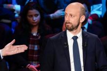 Le délégué général de La République en Marche Stanislas Guérini participe à un débat sur la chaîne Cnews, le 10 avril 2019 à Boulogne-Billancourt, en région parisienne