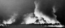Photo prise le 22 août 1949 du gigantesque incendie dans le massif forestier des Landes de Gascogne qui fit 82 morts en Gironde