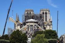 Des échaffaudages sur le chantier de reconstruction de Notre-Dame, le 9 juillet 2019 à Paris