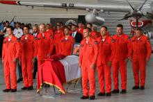 Cérémonie d’hommage au pilote de bombardier d'eau, Frank Chesneau, le 6 août 2019 à Nîmes