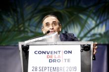 Le polémiste Eric Zemmour à la "Convention de la droite" à Paris le 28 septembre 2019. Le parquet de Paris a ouvert une enquête pour "provocation publique à la discrimination, la haine ou la violence"
