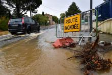 Une route inondée à Béziers dans l'Hérault, le 23 octobre 2019
