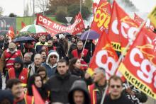 Manifestation d'employés de Michelin à La Roche-sur-Yon le 24 octobre 2019