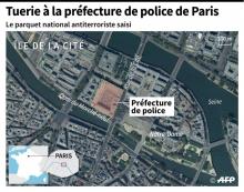 Périmètre de sécurité autour de la Préfecture de police de Paris le 3 octobre 2019