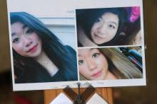 Photo prise le 20 septembre 2018 montrant des messages et des portraits de l'étudiante Sophie Le Tan disparue le 7 septembre près de Strasbourg
