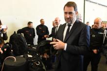 Le ministre de l'Intérieur Christophe Castaner rencontre des policiers du RAID à Montpellier le 4 février 2019