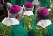 Les évêques de France réunis en assemblée plénière à Lourdes le 5 novembre 2019
