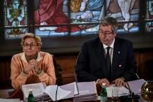 Patrick et Isabelle Balkany, lors du conseil municipal de Levallois-Perret, le 15 avril 2019