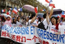 Manifestation à Paris de membres de la communauté d'origine asiatique, lors d'une maifrestation appelant à plus de sécurité, le 4 septembre 2016