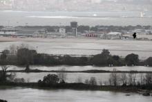L'aéroport d'Ajaccio encerclé par les eaux le 22 décembre 2019 après le passage d'une tempête