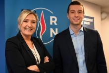 Marine Le Pen avec l'eurodéputé Jordan Bardella, le 16 janvier 2020 à Nanterre