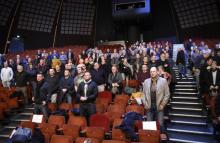 Devant les prud'hommes quelque 800 ex-salariés de l'usine Goodyear d'Amiens-Nord qui contestent le motif économique de leur licenciement, assistent à l'audience, le 28 janvier 2020 à Amiens