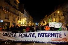 Manifestation contre l'ouverture de la procréation médicalement assistée (PMA) à toutes les femmes, devant le Sénat, le 21 janvier 2020 à Paris