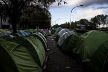 Camp de migrants Porte d'Aubervilliers, le 18 octobre 2019