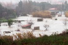 Inondations à Saint-Paul-de-Fenouillet lors de la tempête Gloria, le 22 janvier 2020 dans les Pyrénées-Orientales