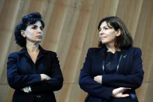 Rachida Dati (G) et Anne Hidalgo le 6 octobre 2014 à Paris