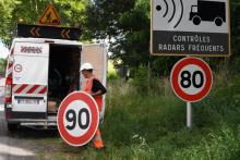 Changement des panneaux de limitation de vitesse en juin 2018 dans le Sud-Ouest de la France