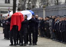 Obsèques du policier Franck Labois, à Lyon, le 17 janvier 2020. Il avait été fauché par un fourgon en fuite.