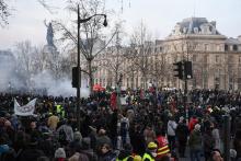 Manifestation contre la réforme des retraites, le 11 janvier 2020 Place de la République à Paris