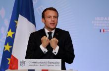 Le président Emmanuel Macron s'exprime devant la communauté française en Israel, à Jérusalem, le 23 janvier 2020