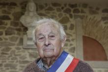 Louis Dauny, 100 ans, le plus vieil élu de France, à Grands-Chézeaux en Haute-Vienne, le 17 février 2020