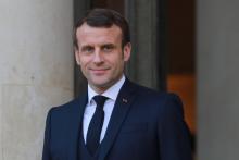 Le président Emmanuel Macron sur le perron de l'Elysée, le 29 janvier 2020 à Paris