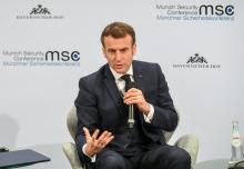 Le président Emmanuel Macron lors de la conférence sur la Sécurité, le 15 février 2020 à Munich