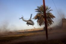 Un hélicoptère avec à son bord des soldats des forces françaises, dans le nord du Mali, le 21 janvier 2013