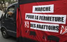 Manifestation pour la fermeture des abattoirs à l'appel de l'association L214, le 4 juin 2016 à Paris