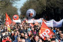 9e journée interprofessionnelle de grève et de manifestations contre la réforme des retraites, le 6 février 2020 à Paris