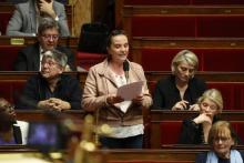 La députée La France insoumise (LFI) Caroline Fiat (débout), le 14 janvier 2020 à l'Assemblée nationale à Paris