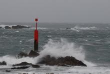 Fortes vagues à Auderville, le 9 février 2020 dans la Manche