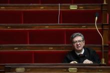 Le dirigeant de La France Insoumise (LFI) Jean-Luc Mélenchon, lors de l'examen des motions de censure à l'Assemblée nationale, le 3 mars 2020