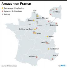 Le site d'Amazon à Brétigny-sur-Orge, au sud de Paris, en novembre 2019