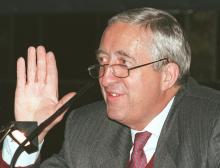 Jacques Calvet, ancien patron de PSA, à Paris le 20 avril 1995