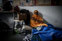 Saadia, un demandeuse d'asile originaire de Somalie a trouvé un abri temporaire grâce à une paroisse à Aubervilliers en Seins-Saint-Denis, le 29 avril 2020