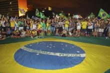 Des partisans de Jair Bolsonaro célèbrent sa victoire à Brasilia, le 28 octobre 2018