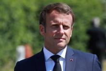 Emmanuel Macron lors d'une visite à Calais le 26 mai 2020 sur le thème de l'aide à la relance économique