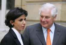 Pascal Clément avec Rachida Dati, lors de la passation de pouvoirs le 18 mai 2007 au ministère de la Justice