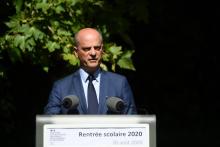 Le ministre de l'Education Jean-Michel Blanquer présente les modalités de la rentrée 2020, le 26 août 2020 à Paris