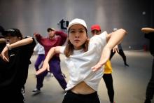 Cours de danse hip hop dans un studio à Pékin, le 17 octobre 2018
