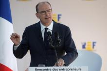 Le Premier ministre Jean Castex s'adresse aux chefs d'entreprise lors de l'université du Medef, le 26 août 2020 à Paris