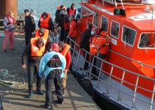 La SNSM, ici le 17 avril 2020 à Calais, a participé samedi au sauvetage de migrants qui souhaitaient traverser la manche (Photo d'illustration)