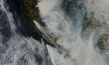 Vue satellite d'une partie de la Califonire, ravagée par les incendies, en août 2020