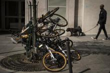 Des bicyclettes vandalisées à Paris le 3 septembre 2018