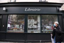 Une librairie fermée à Paris le 30 octobre 2020